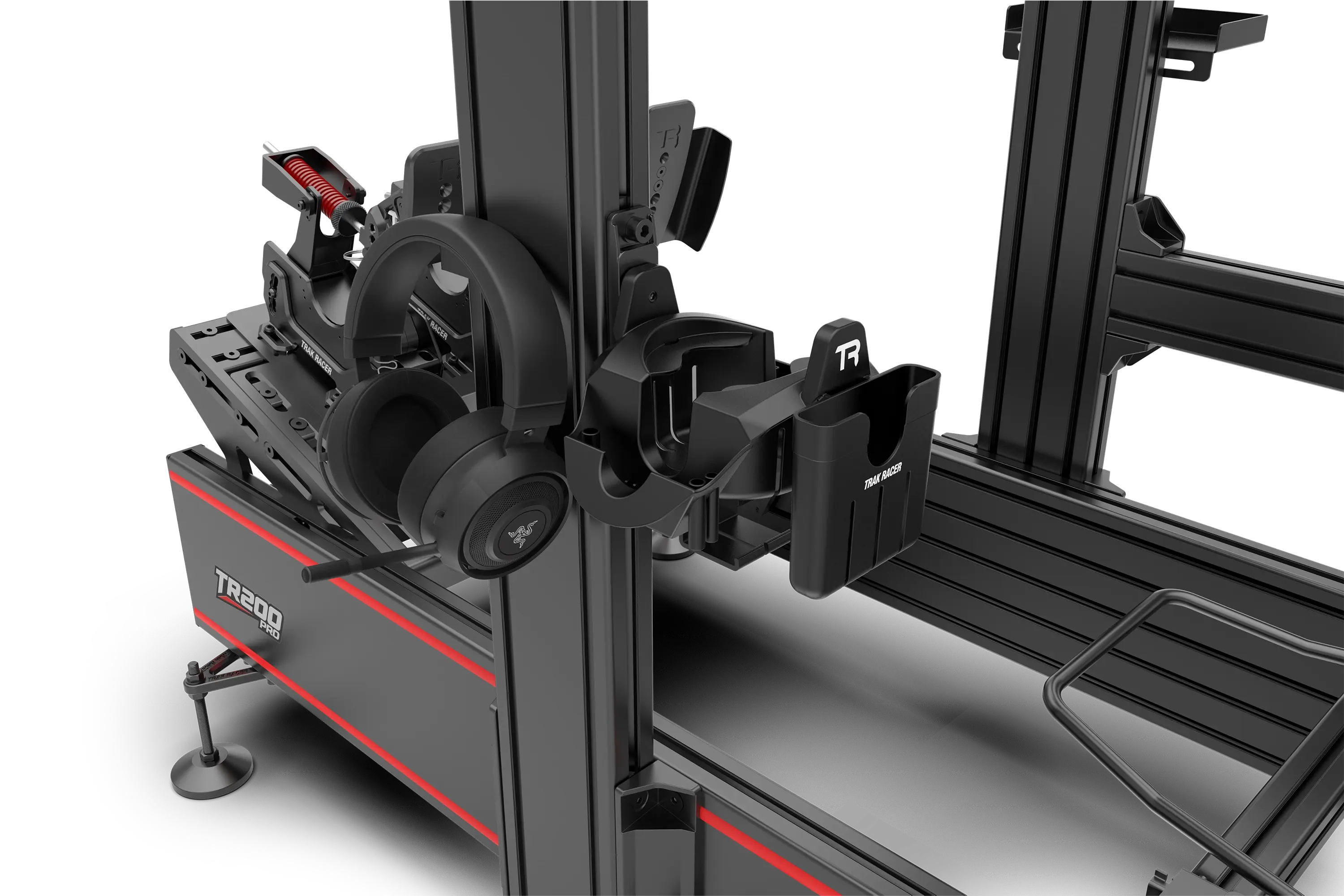 Universal VR Headset, Headphone, Drink, Phone & Tool Holder Mount for Sim Racing and Flight Simulation Cockpits - Image 3